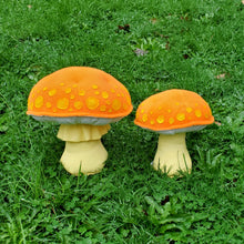Load image into Gallery viewer, Orange Amanita Plushroom Yellow Patches scientific