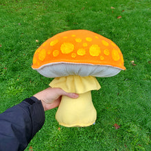 Load image into Gallery viewer, Orange Amanita Plushroom Yellow Patches scientific
